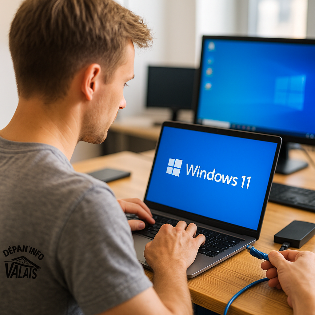 Migration vers Windows 11 en Valais – Installation et transfert de données par Dépan’Info Valais